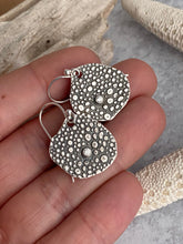 Load image into Gallery viewer, Sterling silver Pebble earrings with clear cubic zirconia, dangle earrings organic coin shape