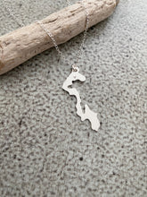 Load image into Gallery viewer, Whidbey Island silhouette Necklace - Washington State 925 sterling silver - Heart design over your city / location - Hometown jewelry