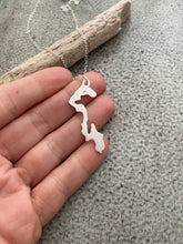 Load image into Gallery viewer, Whidbey Island silhouette Necklace - Washington State 925 sterling silver - Heart design over your city / location - Hometown jewelry