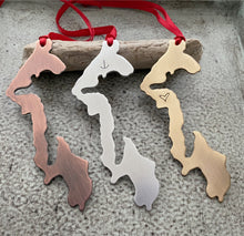 Load image into Gallery viewer, Whidbey Island Ornament - Christmas Tree Ornament - Silver Aluminum, Bronze or Rustic Copper - Hometown - Washington