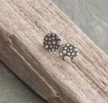 Load image into Gallery viewer, Silver Pebble Earrings - Fine and Sterling silver textured stud earrings