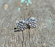 Load image into Gallery viewer, Silver Pebble Earrings - Fine and Sterling silver textured stud earrings