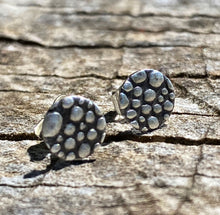 Load image into Gallery viewer, Silver Pebble Earrings - Fine and Sterling silver textured stud earrings