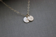 Load image into Gallery viewer, 14k gold filled Initial Jewelry, personalized Initial Necklace Simple Monogram - Initial Charms Rustic, Multiple Charms Mom Christmas Gift