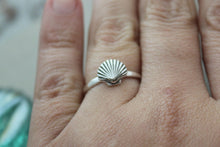 Load image into Gallery viewer, Sterling silver seashell ring - simple beach jewelry -  sea life ring -sizes 5-10 - Gift for her - Beach Lover, minimalist, seashell jewelry
