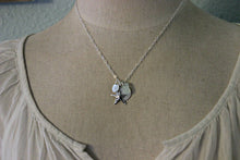 Load image into Gallery viewer, Beach Girl, Personalized Charm Necklace, Sterling Silver Starfish, Sea Glass and Mini Initial, Sea Foam, Mint Green, Hand Stamped seaglass
