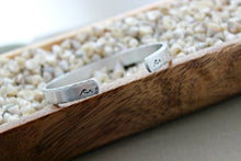 Load image into Gallery viewer, saltwater cures everything - Hand stamped bracelet - 1/4 Inch Bangle Silver tone aluminum - skinny Cuff Bracelet - gift for beach lover wave