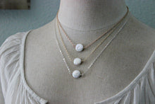 Load image into Gallery viewer, Coin pearl necklace - Gold fill - rose gold fill - sterling - sideways floating necklace - modern - Minimalist - Choice of color