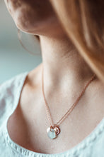 Load image into Gallery viewer, Rose Gold Filled Sand Dollar, Genuine Sea Glass and Initial Charm necklace, Wedding Bridesmaid Gift, Personalize, Pink Gold Filled