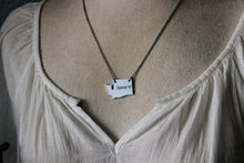 Load image into Gallery viewer, Washington Necklace - Hand stamped Home necklace - Silver Aluminum charm with Stainless steel chain - Heart design - custom