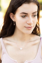 Load image into Gallery viewer, Coin pearl necklace - Gold fill - rose gold fill - sterling - sideways floating necklace - modern - Minimalist - Choice of color