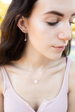 Load image into Gallery viewer, Coin pearl necklace - Gold fill - rose gold fill - sterling - sideways floating necklace - modern - Minimalist - Choice of color