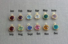 Load image into Gallery viewer, Compass charm bracelet - silver or gold stainless steel adjustable wire bangle - Swarovski crystal birthstone personalized initial disc