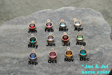 Load image into Gallery viewer, Personalized name bracelet - Heart discs - Swarovski crystal birthstones rose gold, gold or silver stainless steel wire bangle bracelet