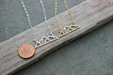 Load image into Gallery viewer, Mountain Silhouette Necklace - Choice of Sterling Silver or Bronze and 14k Gold filled - Mountain Outline Scene - Pacific Northwest Necklace