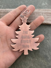 Load image into Gallery viewer, Customized Family Ornament - Personalized Christmas Tree Ornament - Rustic Copper - Metal Winter Decor - Housewarming Gift