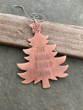 Load image into Gallery viewer, Customized Family Ornament - Personalized Christmas Tree Ornament - Rustic Copper - Metal Winter Decor - Housewarming Gift