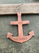 Load image into Gallery viewer, Nautical Anchor Ornament - Personalized Christmas Tree Ornament -  Rustic Copper - Military Navy Family - Winter Decor - Retirement Gift
