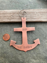 Load image into Gallery viewer, Nautical Anchor Ornament - Personalized Christmas Tree Ornament -  Rustic Copper - Military Navy Family - Winter Decor - Retirement Gift
