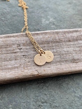 Load image into Gallery viewer, 14k gold filled Initial Jewelry, personalized Initial Necklace Simple Monogram - Initial Charms Rustic, Multiple Charms Mom Christmas Gift