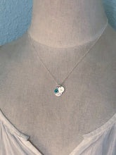 Load image into Gallery viewer, Sterling silver sand dollar Necklace with Hand stamped Initial letter disc and Swarovski Crystal Birthstone, Handmade