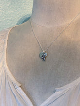 Load image into Gallery viewer, Sterling Silver Flip Flop Sandal Necklace with Sea Glass and Initial Charm, Personalized Beach Jewelry, Gift for her - summer necklace