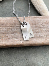 Load image into Gallery viewer, Personalized Mini Initial Bar Jewelry, Stainless Steel Multiple Mini Initial Necklace - Tiny Bar necklace - customized gift for her