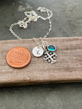 Load image into Gallery viewer, Jerusalem Cross necklace - personalized sterling silver Charm Necklace Swarovski crystal birthstone and Initial Charm Made to Order, Faith