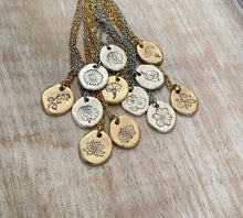 Load image into Gallery viewer, Birth month flower necklace - Choice of gold or silver - birthday gift for her - Floral necklace - unique gift idea - flower jewelry
