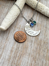 Load image into Gallery viewer, love you to the moon & back, stainless steel necklace, Swarovski Crystal Birthstones, Grandma Gift, Mommy Jewelry, Christmas Gift