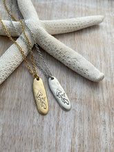 Load image into Gallery viewer, Whidbey Island Necklace - Choice of Silver or Gold pewter organic shaped skinny tag - stainless steel chain - Whidbey Island with Heart