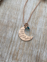 Load image into Gallery viewer, love you to the moon & back, stainless steel necklace, Swarovski Crystal Birthstones, Grandma Gift, Mommy Jewelry, Christmas Gift