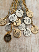 Load image into Gallery viewer, Birth month flower necklace - Choice of gold or silver - birthday gift for her - Floral necklace - unique gift idea - flower jewelry