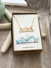 Load image into Gallery viewer, Mountain Silhouette Necklace - Choice of Sterling Silver or Bronze and 14k Gold filled - Mountain Outline Scene - Pacific Northwest Necklace