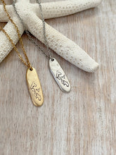 Load image into Gallery viewer, Whidbey Island Necklace - Choice of Silver or Gold pewter organic shaped skinny tag - stainless steel chain - Whidbey Island with Heart