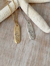 Load image into Gallery viewer, Whidbey Island Necklace - Choice of Silver or Gold pewter organic shaped skinny tag - stainless steel chain - Whidbey Island with Heart