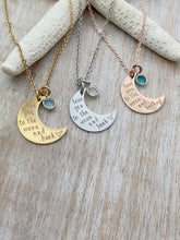 Load image into Gallery viewer, love you to the moon & back, stainless steel necklace, Swarovski Crystal Birthstones, Grandma Gift, Mommy Jewelry, Christmas Gift