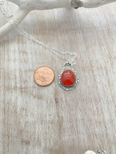 Load image into Gallery viewer, Carnelian necklace silver, Sterling silver carnelian pendant for women, rose cut gemstone pendant, faceted orange stone pendant,