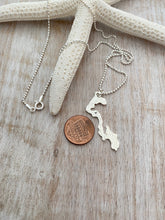 Load image into Gallery viewer, Whidbey Island Necklace - outline of WI Washington State 925 sterling - Hometown jewelry - personalized heart location