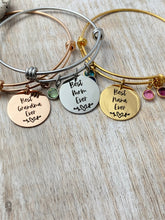 Load image into Gallery viewer, Best Mom Ever bracelet - Personalized with any name Swarovski crystal birthstones rose gold, gold or silver stainless steel bangle bracelet
