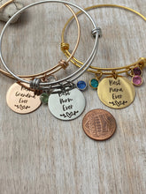 Load image into Gallery viewer, Best Mom Ever bracelet - Personalized with any name Swarovski crystal birthstones rose gold, gold or silver stainless steel bangle bracelet