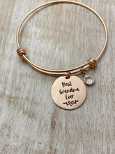 Load image into Gallery viewer, Best Mom Ever bracelet - Personalized with any name Swarovski crystal birthstones rose gold, gold or silver stainless steel bangle bracelet