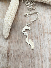 Load image into Gallery viewer, Whidbey Island Necklace - outline of WI Washington State 925 sterling - Hometown jewelry - personalized heart location