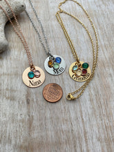Load image into Gallery viewer, Personalized engraved Grandma necklace, stainless steel gold rose gold with Swarovski crystal birthstones custom any name - gift for mom
