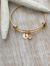 Load image into Gallery viewer, Personalized initial bracelet stainless steel - bangle bracelet - Gift for friend - gift for new mom - Christmas gift stocking stuffer