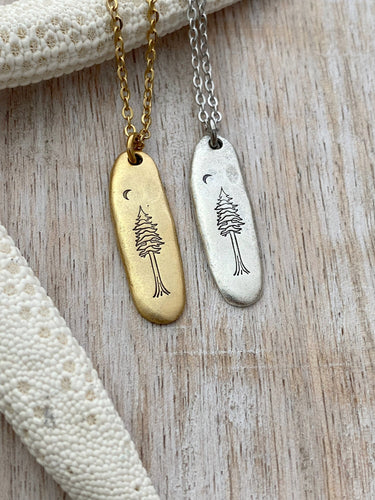 Redwood Tree necklace - Gold or silver Forest necklace - Gift for friend - Outdoors necklace - Tree jewelry - Nature jewelry