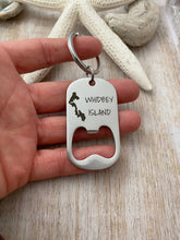 Load image into Gallery viewer, Whidbey Island - stainless steel bottle opener keychain - gift for him - gift for husband - beer bottle opener key ring - Island silhouette