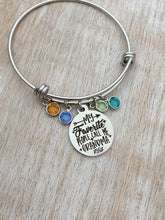 Load image into Gallery viewer, my favorite people call me grandma Personalized bangle bracelet, silver tone stainless steel, Swarovski crystal birthstones gift for her