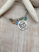 Load image into Gallery viewer, my favorite people call me grandma Personalized bangle bracelet, silver tone stainless steel, Swarovski crystal birthstones gift for her