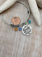 Load image into Gallery viewer, my favorite people call me grandma Personalized bangle bracelet, silver tone stainless steel, Swarovski crystal birthstones gift for her